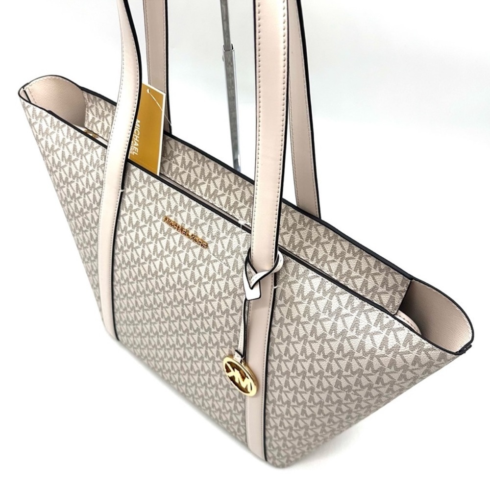 Michael Kors Pratt Large Signature Logo Tote Bag Light Cream Multi - Picture 7 of 11